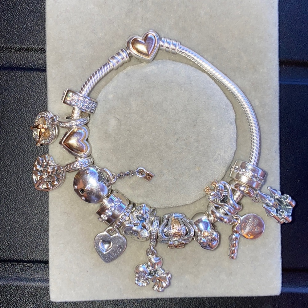 Sterling Silver & 14k Gold Pandora Bracelet